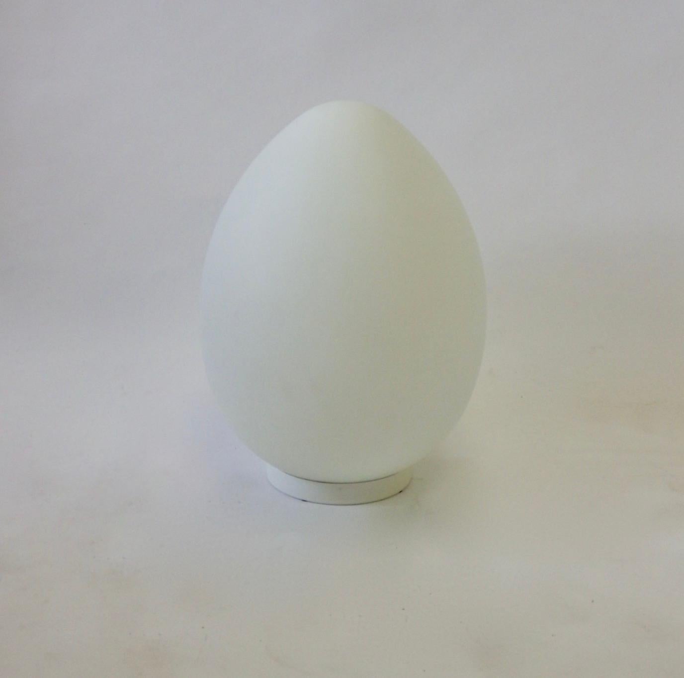 Mid-Century Modern Frosted French Egg Shape Frosted White Mood or Accent Lamp