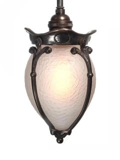 Frosted Glass Acorn Art Nouveau Pendents