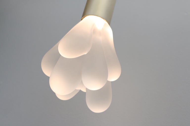 Modern Frosted Glass and Brass Dew Pendant Lamp by SkLO For Sale