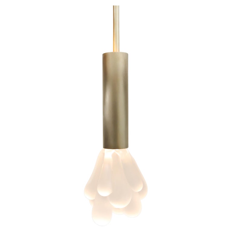 Frosted Glass and Brass Dew Pendant Lamp by SkLO For Sale