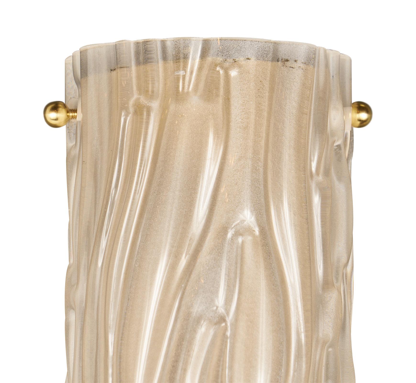 Italian Frosted Glass and Brass Murano Sconces