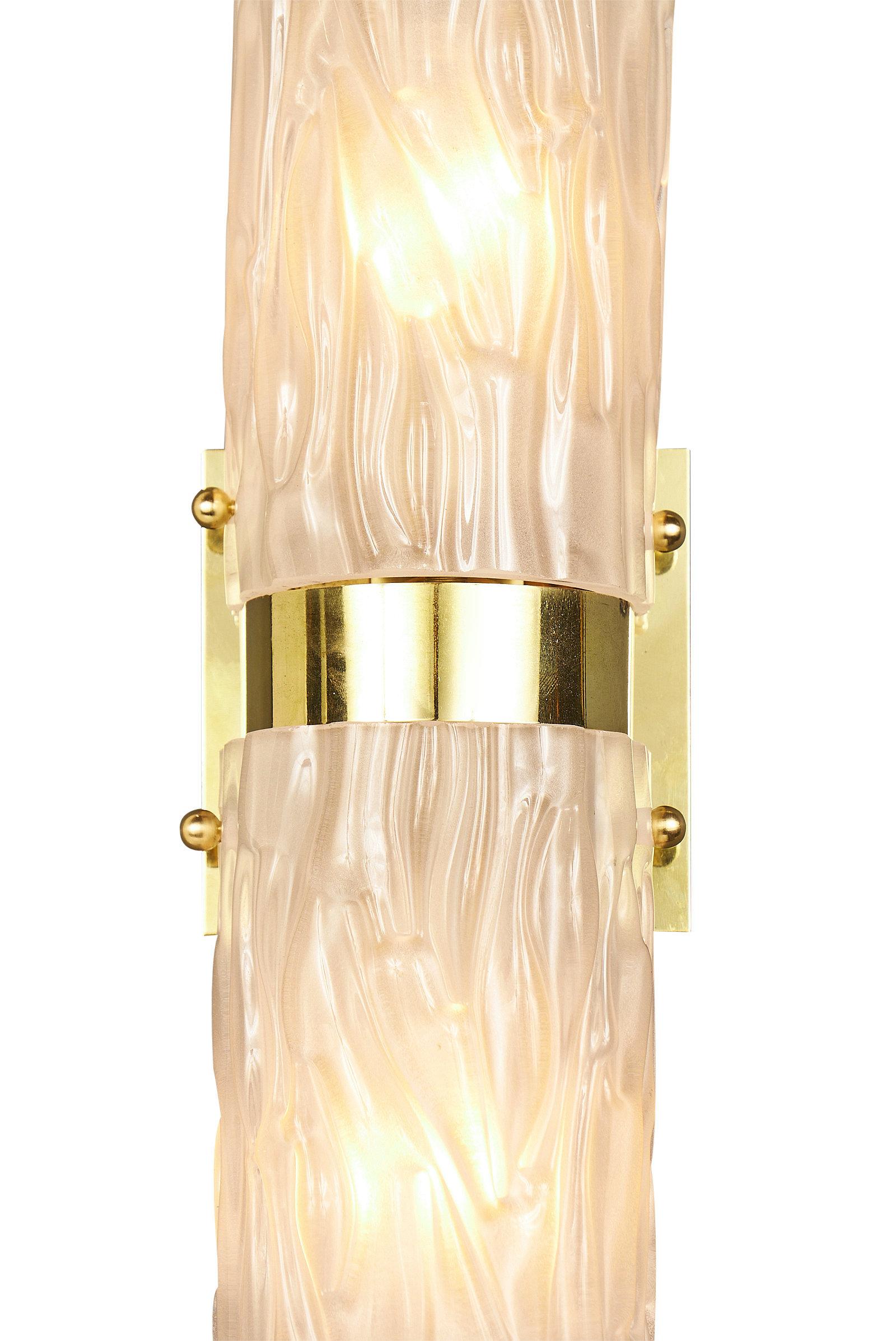 Contemporary Frosted Glass and Brass Murano Sconces