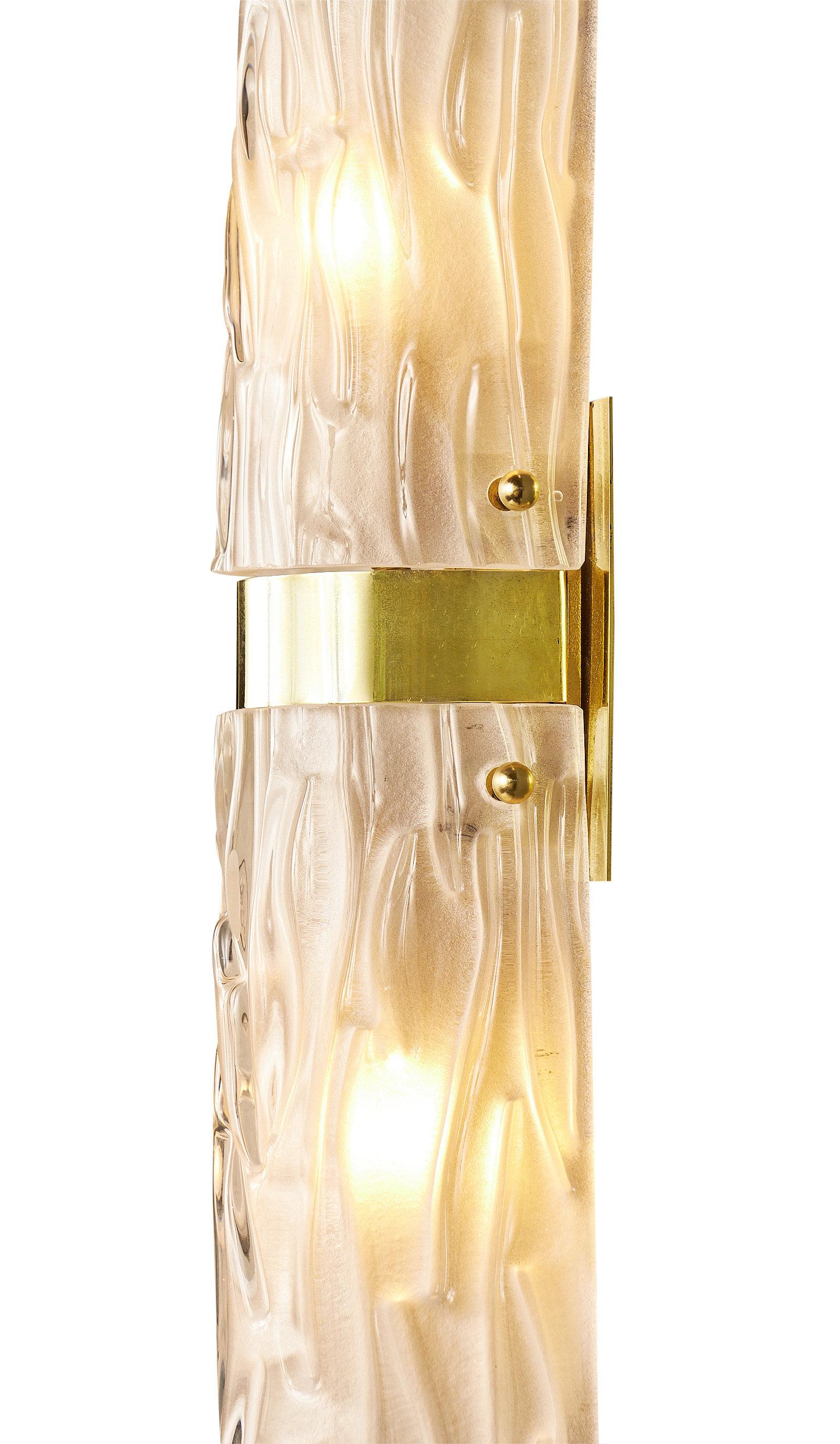 Frosted Glass and Brass Murano Sconces 1