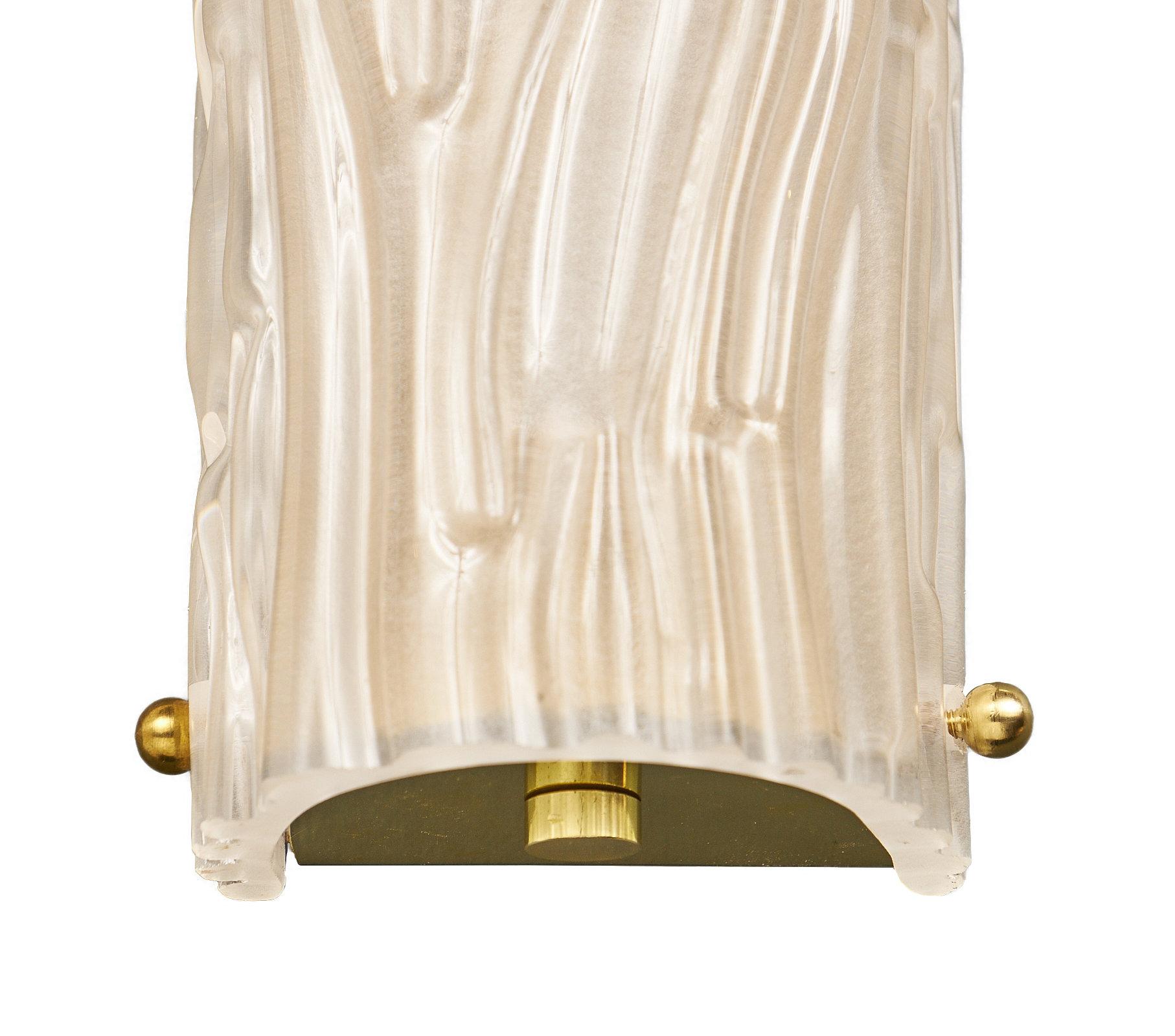 Frosted Glass and Brass Murano Sconces 3