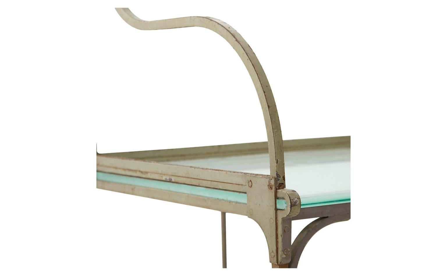 Frosted Glass and Metal French Bank Desk In Good Condition In Chicago, IL
