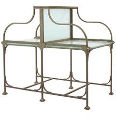Frosted Glass and Metal French Bank Desk