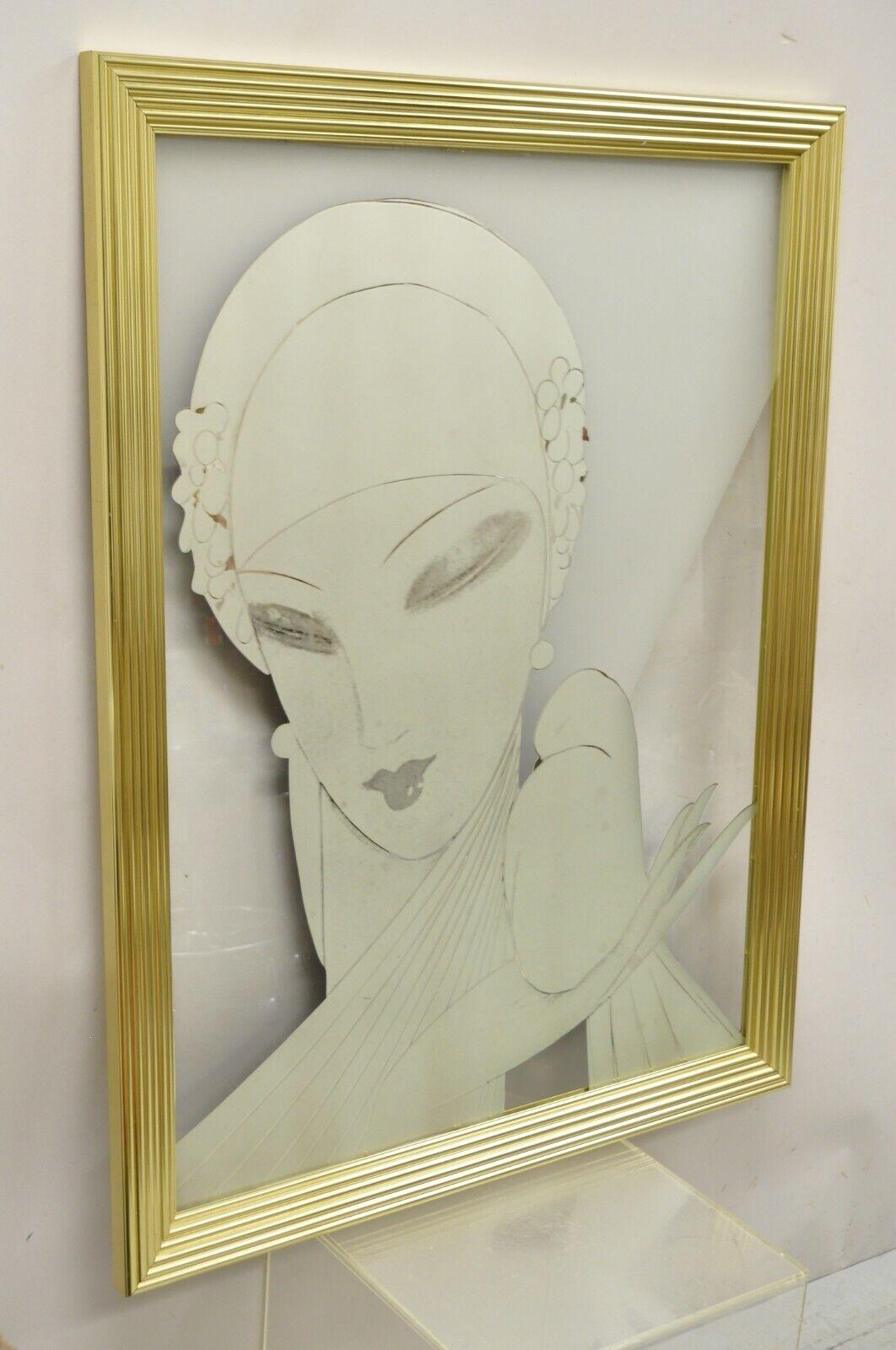 Late 20th Century Frosted Glass Art Deco Style Intercraft Ind Academy Arts Mid-Century Wall Art