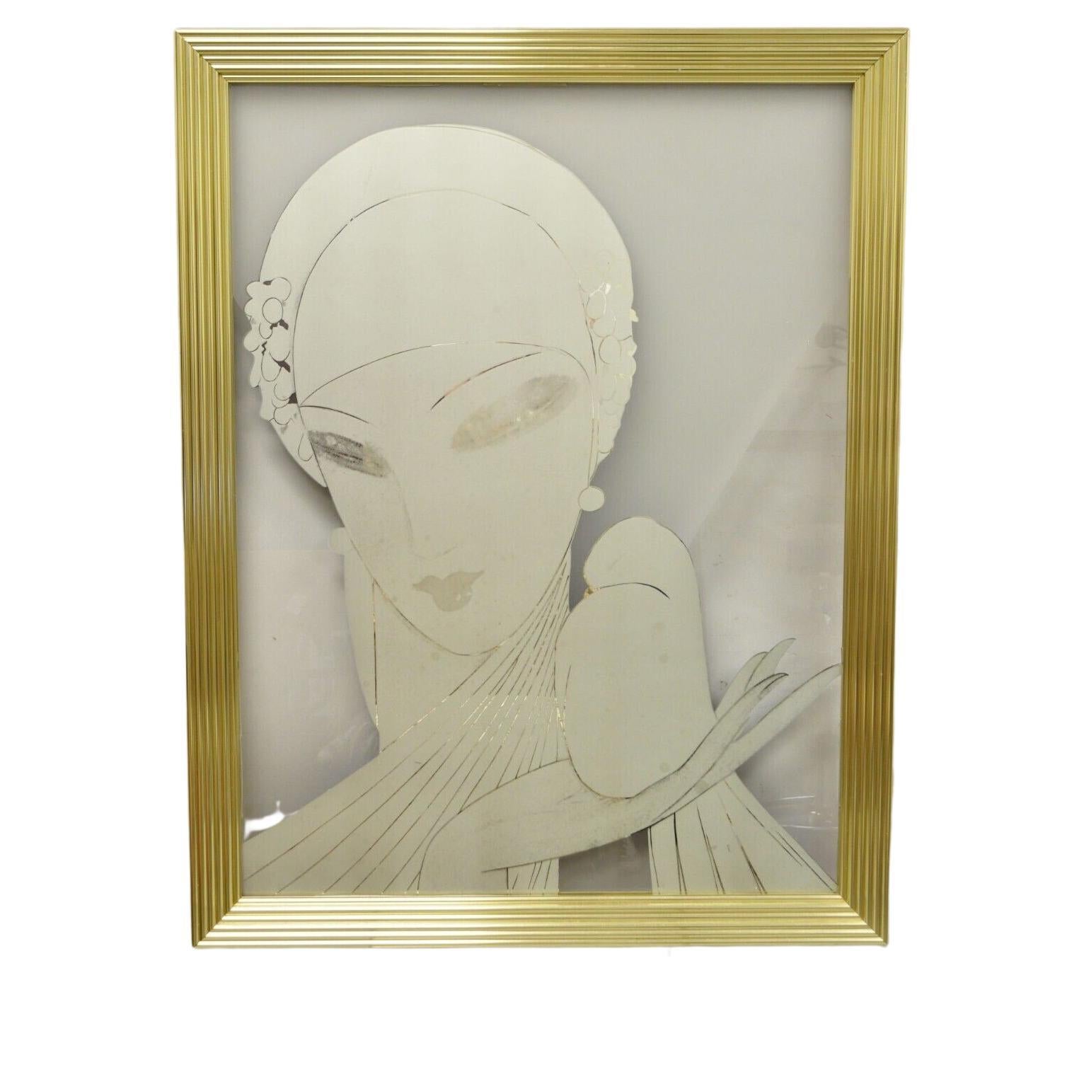 Frosted Glass Art Deco Style Intercraft Ind Academy Arts Mid-Century Wall Art