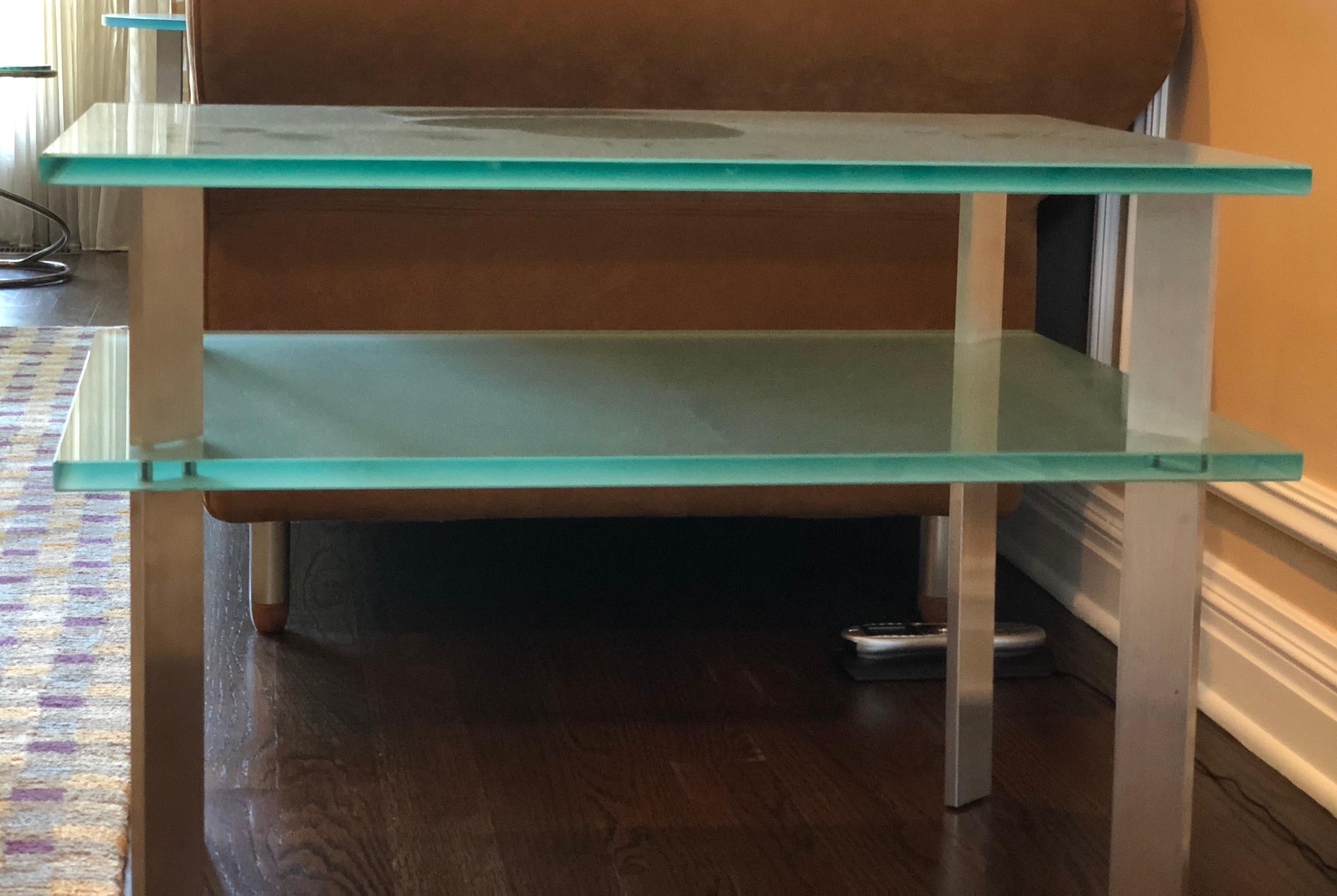 frosted glass end table
