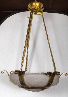Frosted Glass Bowl Art Deco Chandelier