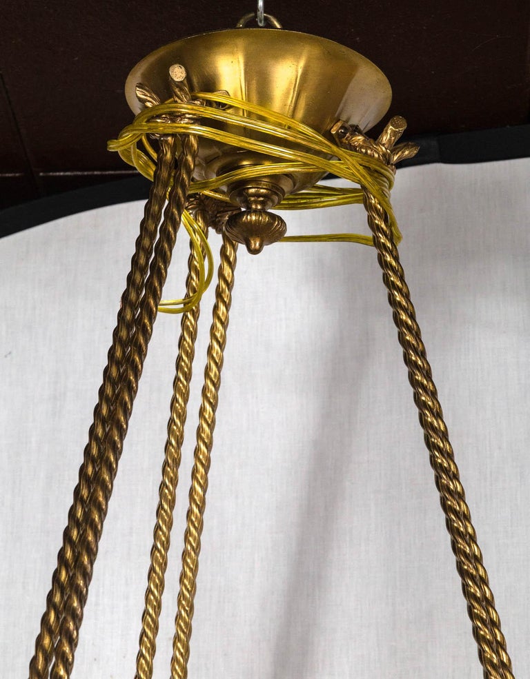 Frosted Glass Bowl Art Deco Chandelier For Sale at 1stDibs