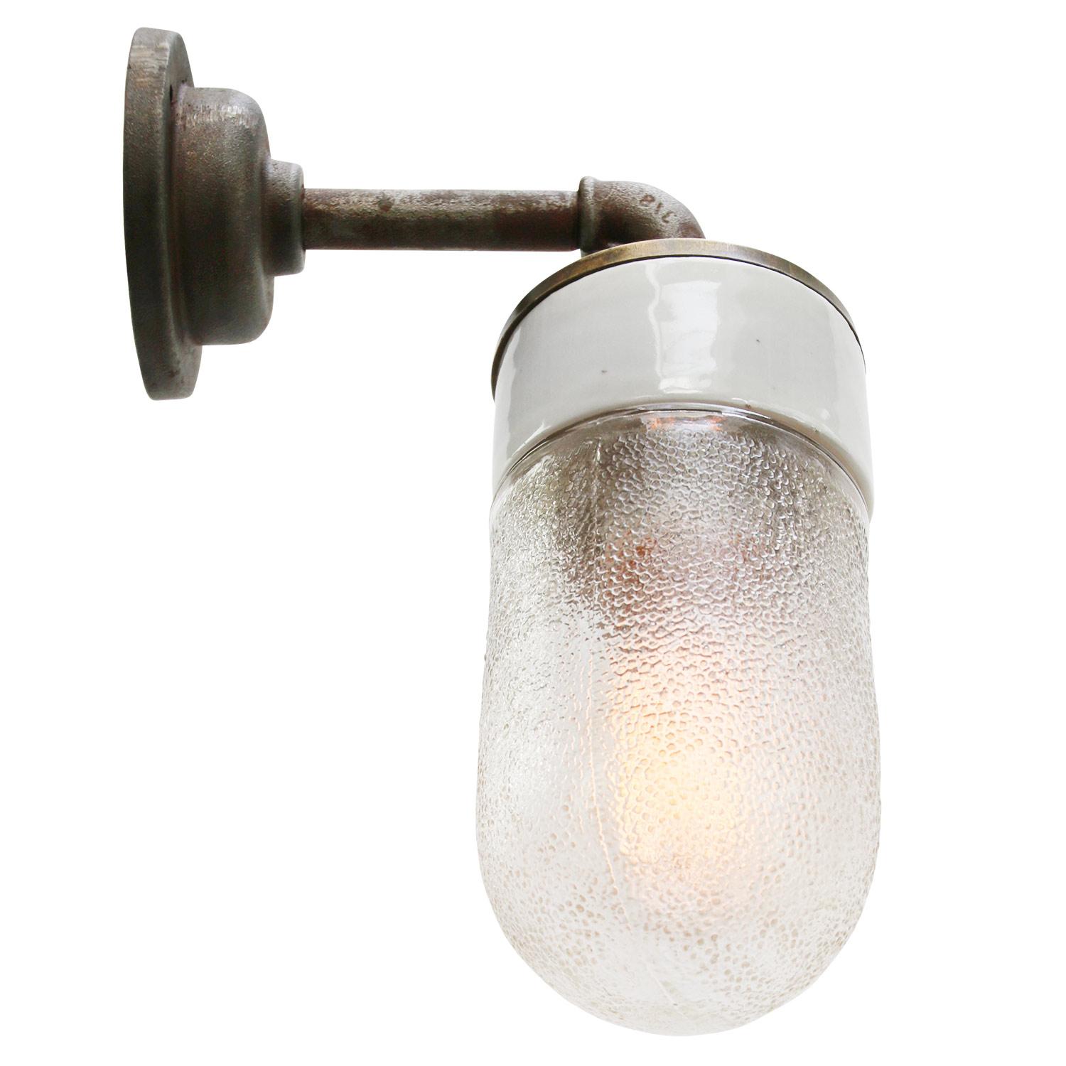 Dutch Frosted Glass Brass Vintage Cast Iron Arm Scones Wall Lights