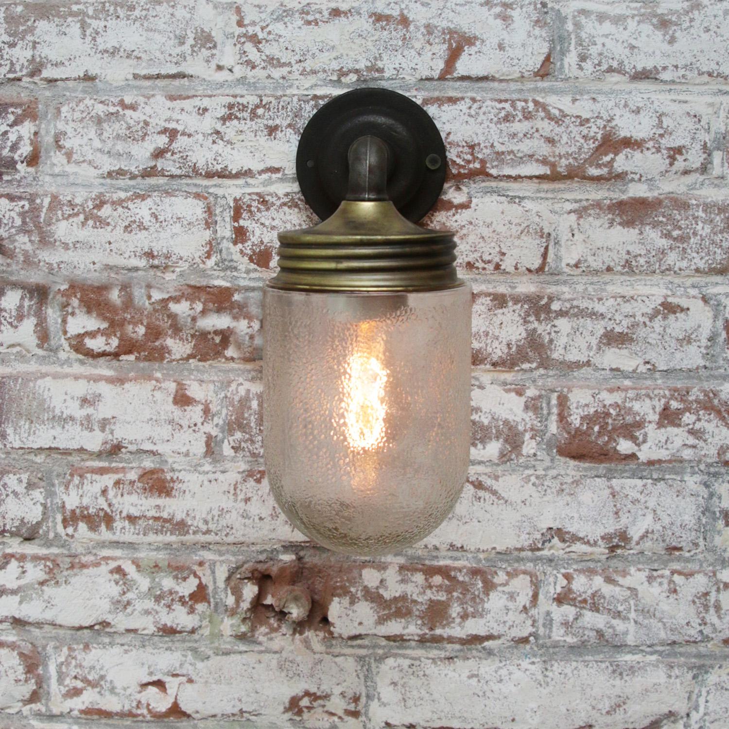 20th Century Frosted Glass Brass Vintage Cast Iron Arm Scone Wall Light