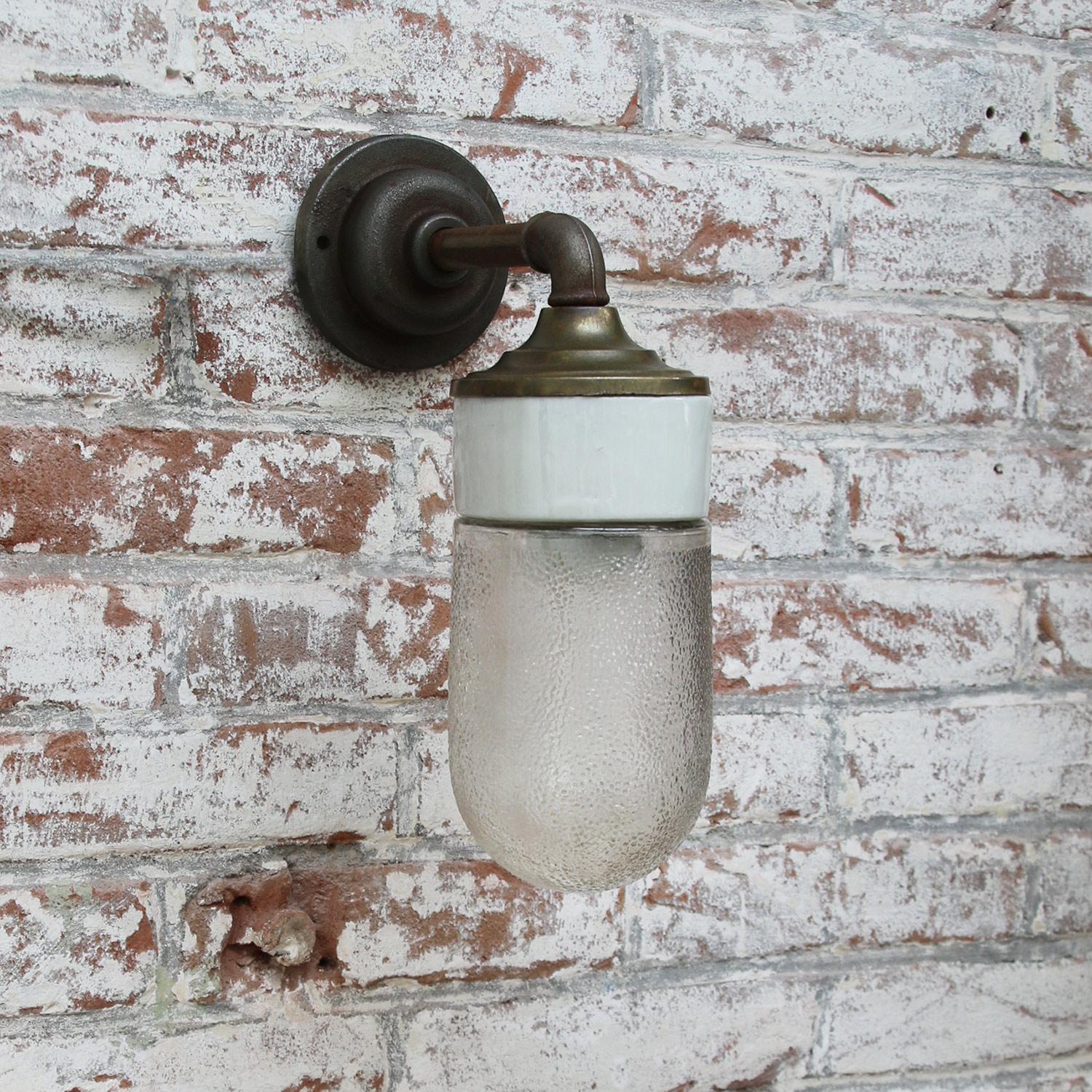Frosted Glass Brass Vintage Cast Iron Arm Scones Wall Lights 1