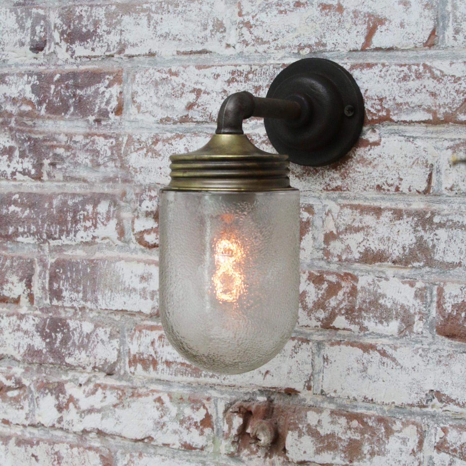 Frosted Glass Brass Vintage Cast Iron Arm Scone Wall Light 1