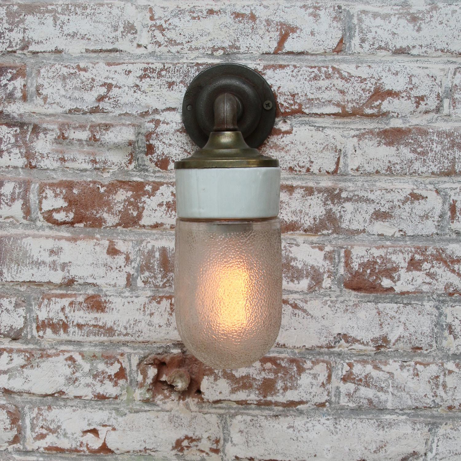 Frosted Glass Brass Vintage Cast Iron Arm Scones Wall Lights 2