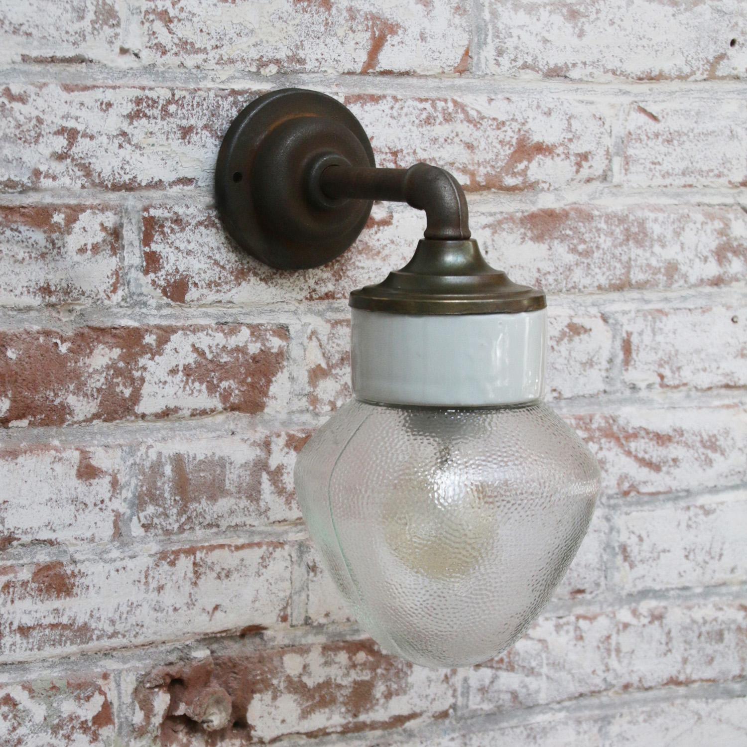 Frosted Glass Brass Vintage Cast Iron Arm Scones Wall Lights 1