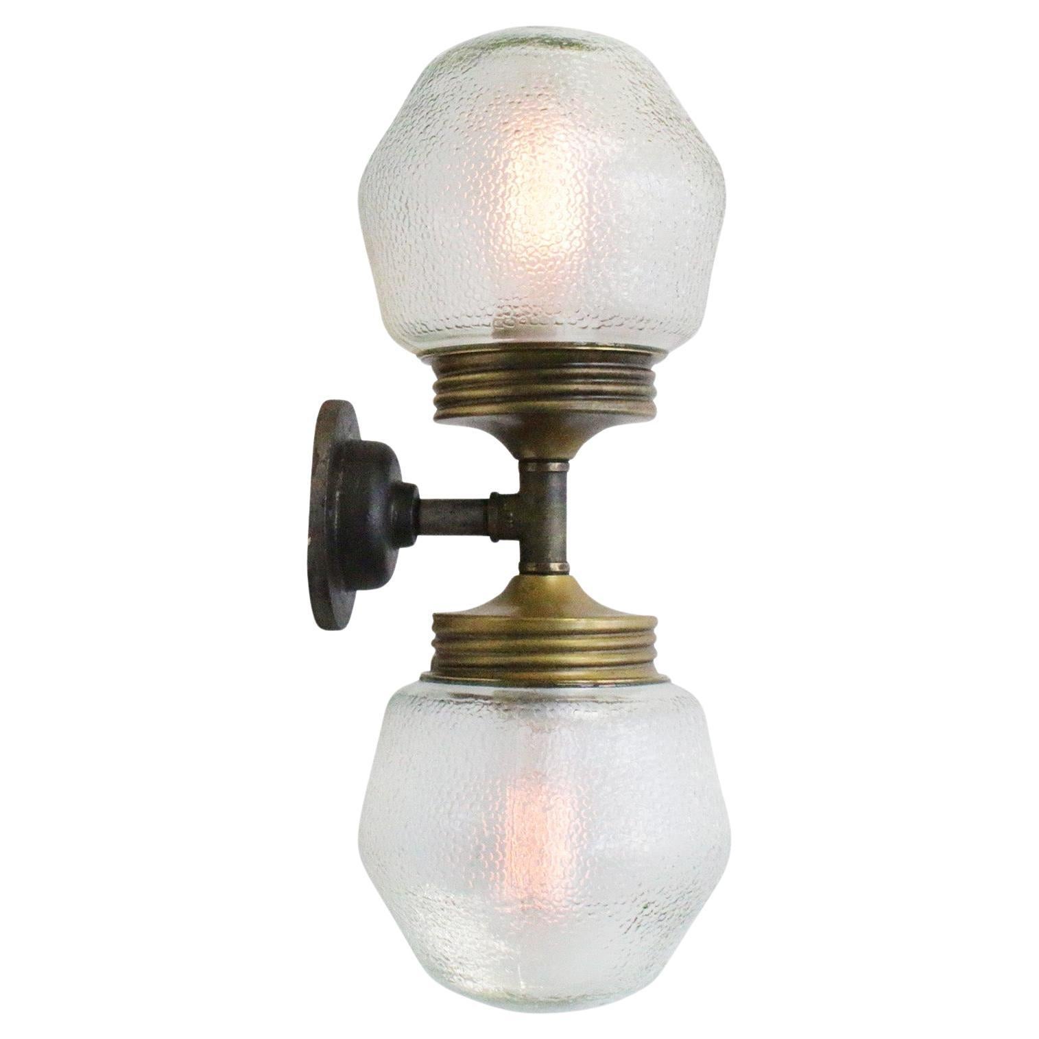 Frosted Glass Brass Vintage Cast Iron Double Sconces Wall Lights
