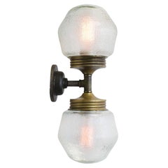 Frosted Glass Brass Vintage Cast Iron Double Sconces Wall Lights