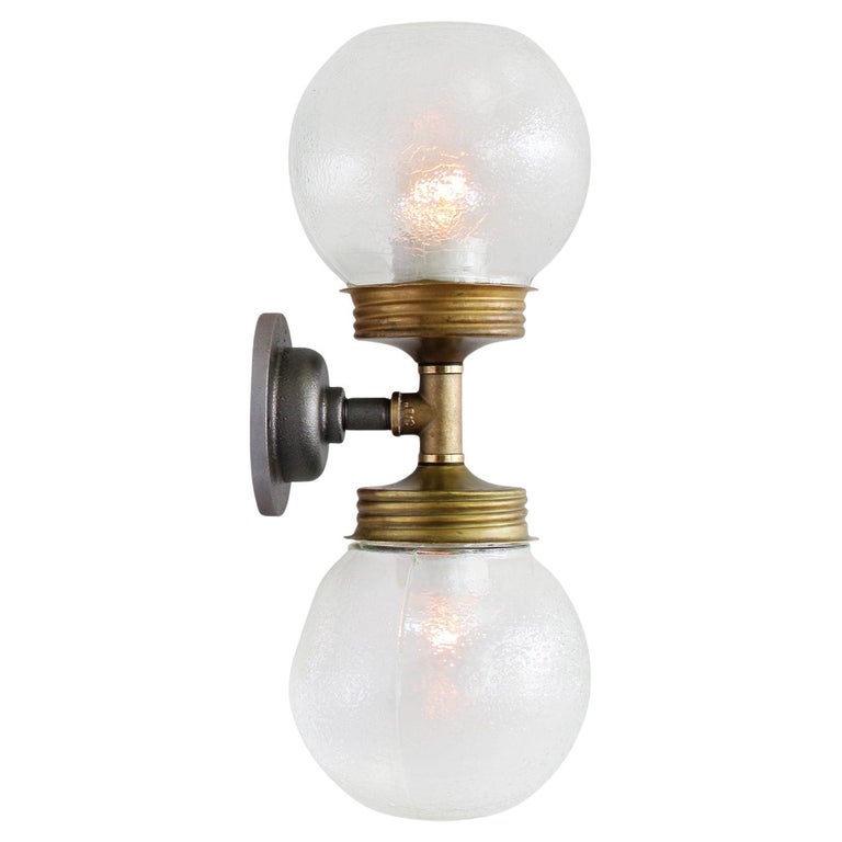 Frosted Glass Brass Vintage Cast Iron Double Sconces Wall Lights