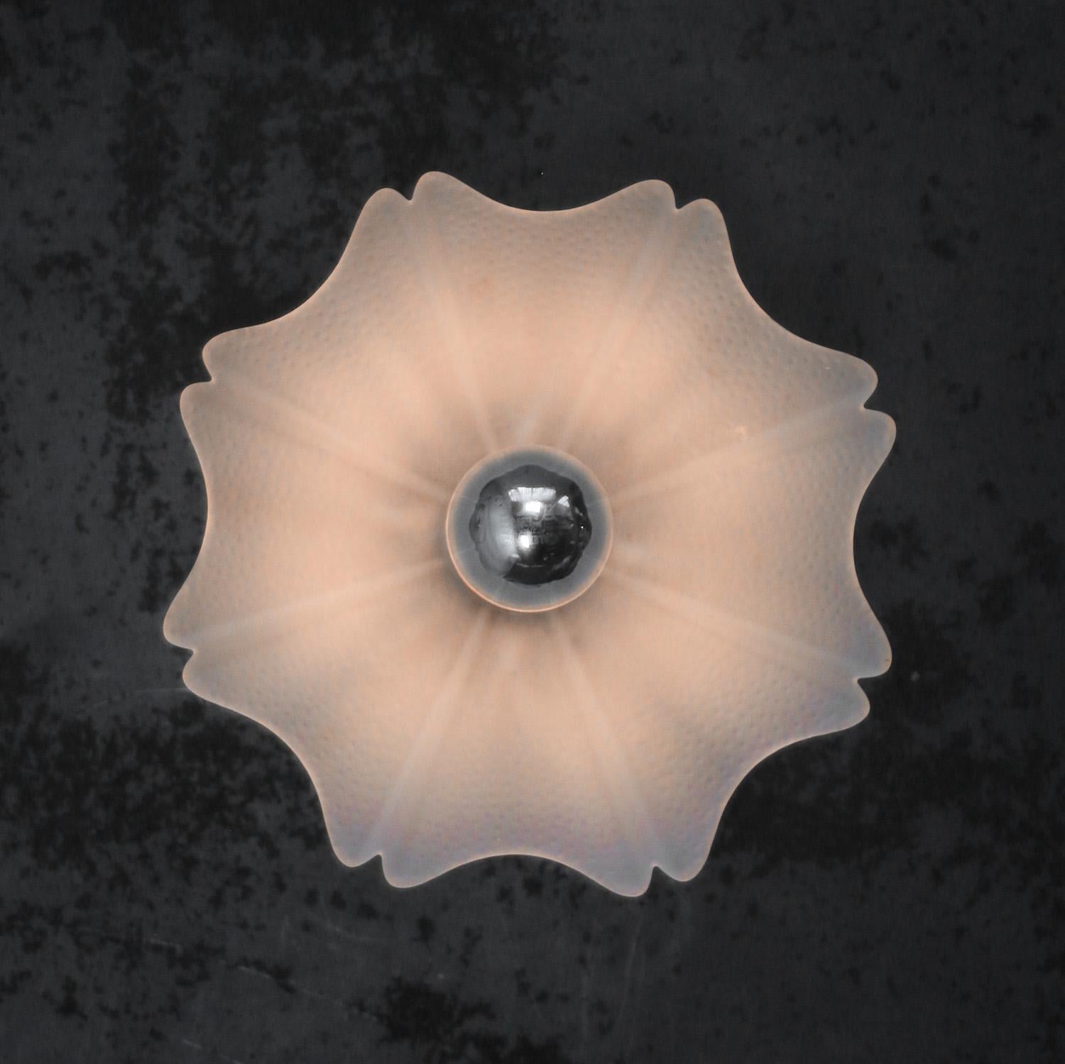 Industrial Frosted Glass Cast Iron Brass Sconces Wall Lamps For Sale