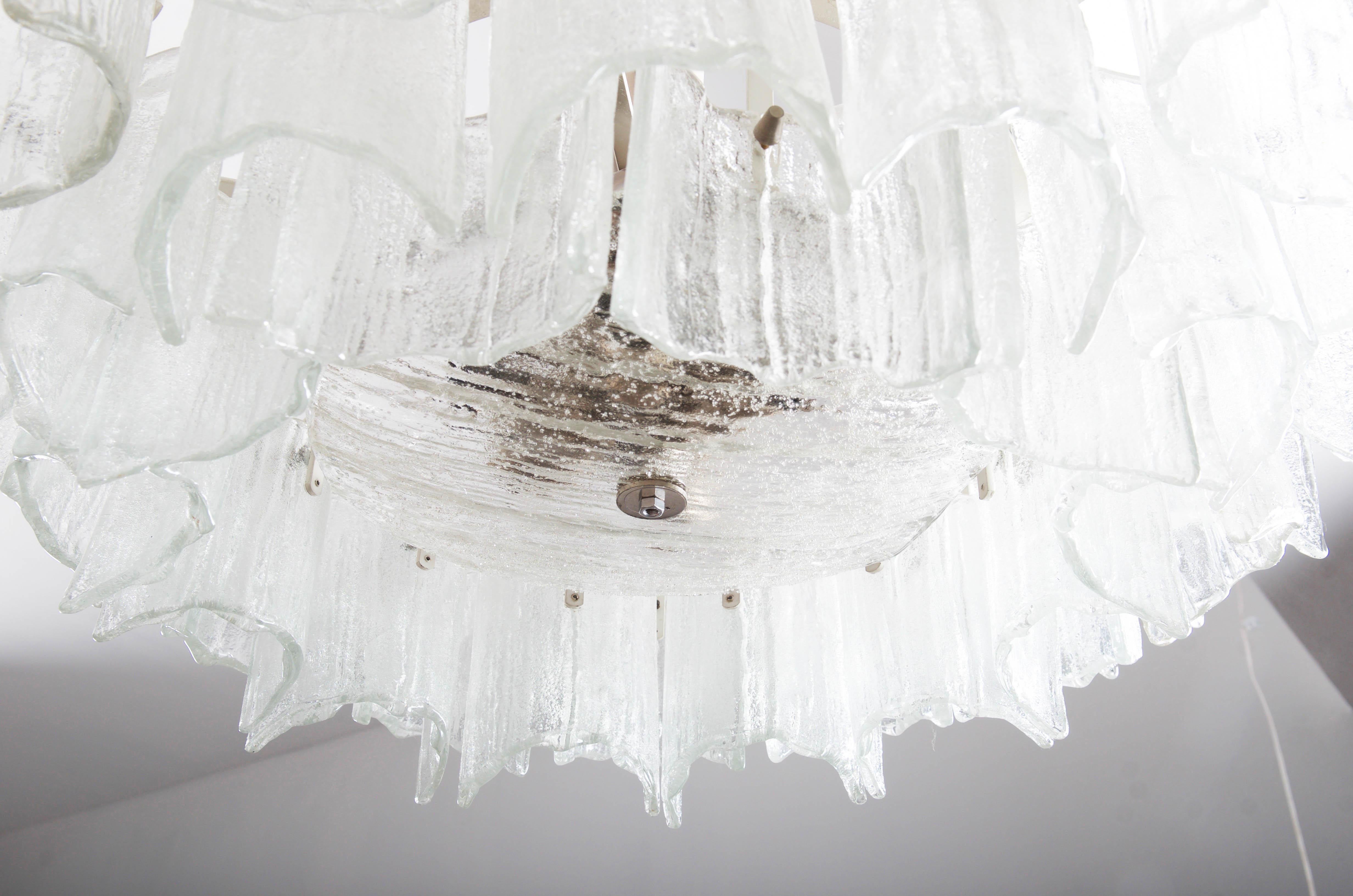 Frosted Glass Chandelier By J. T. Kalmar In Good Condition For Sale In Vienna, AT