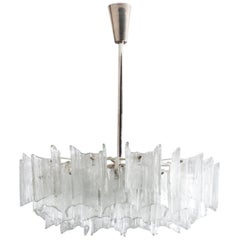 Vintage Frosted Glass Chandelier By J. T. Kalmar