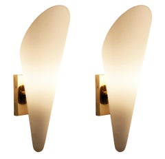 Frosted Glass Cone Sconces, Italy, 1960s