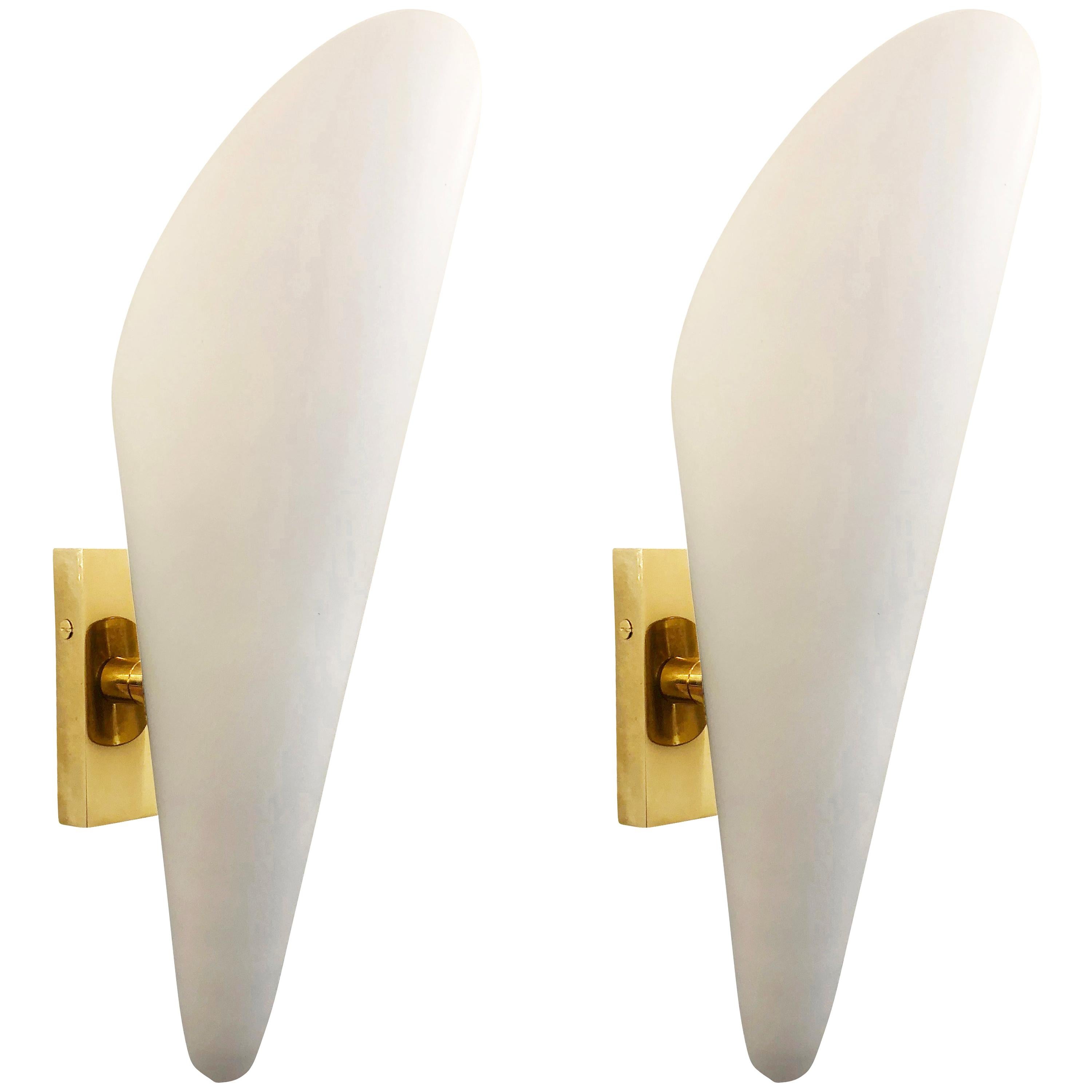 Frosted Glass Cone Sconces, Italy, 1960s