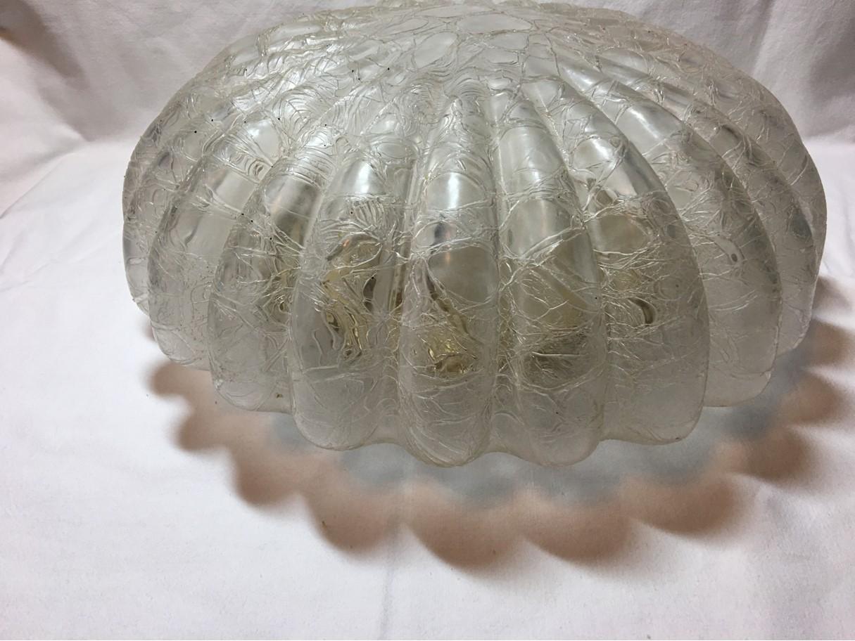 Frosted Glass Flushmount Chandelier Doria Leuchten, Germany, 1960s In Good Condition For Sale In Frisco, TX