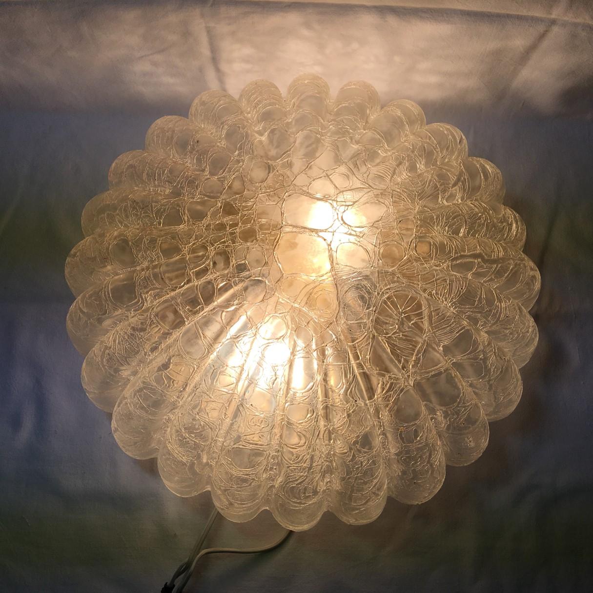 Smoked Glass Frosted Glass Flushmount Chandelier Doria Leuchten, Germany, 1960s For Sale