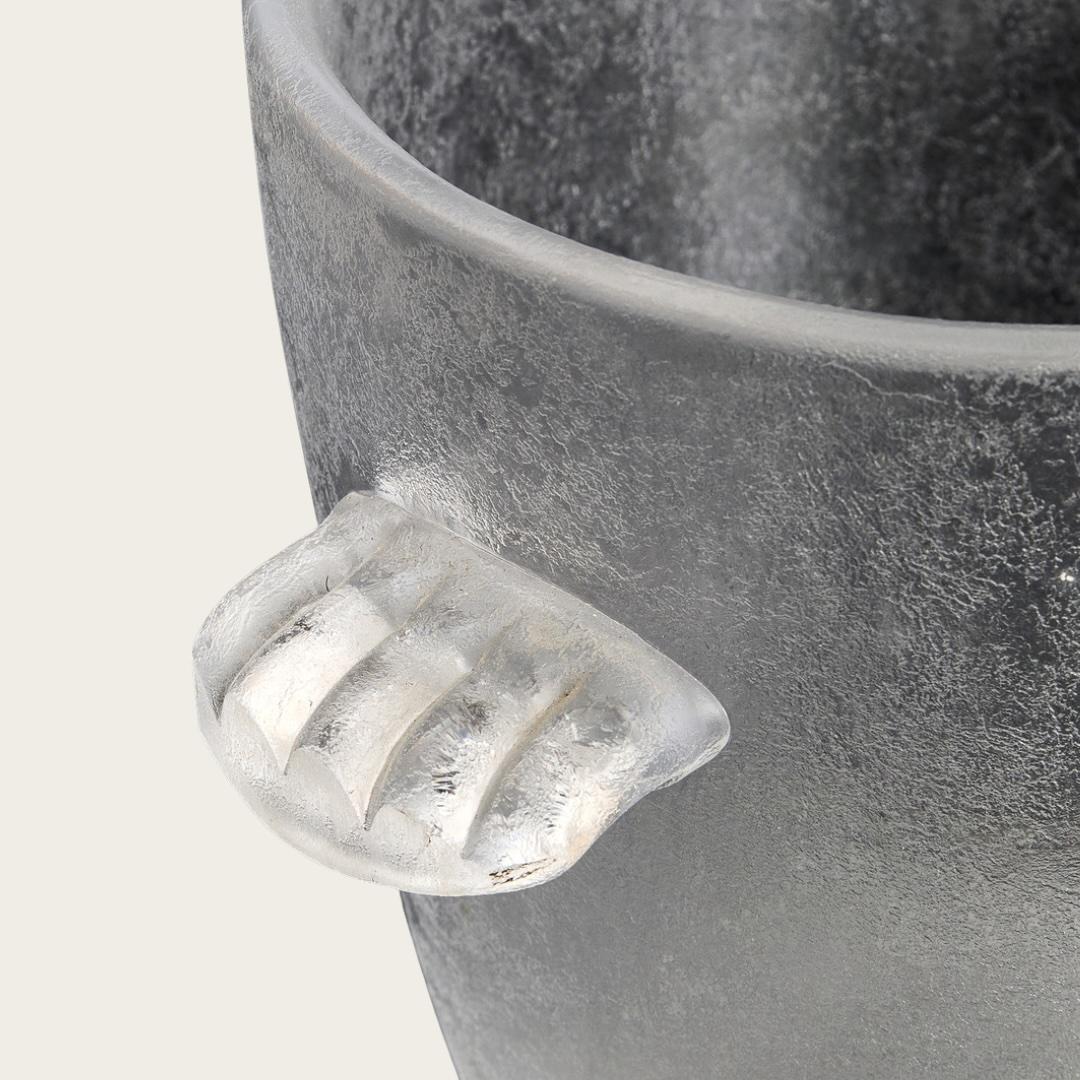 Swedish Frosted Glass Ice Bucket or Wine Cooler by Kosta Boda For Sale