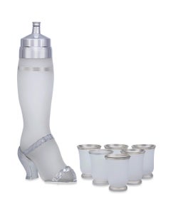 Frosted Glass Lady’s Leg Cocktail Shaker and Glasses