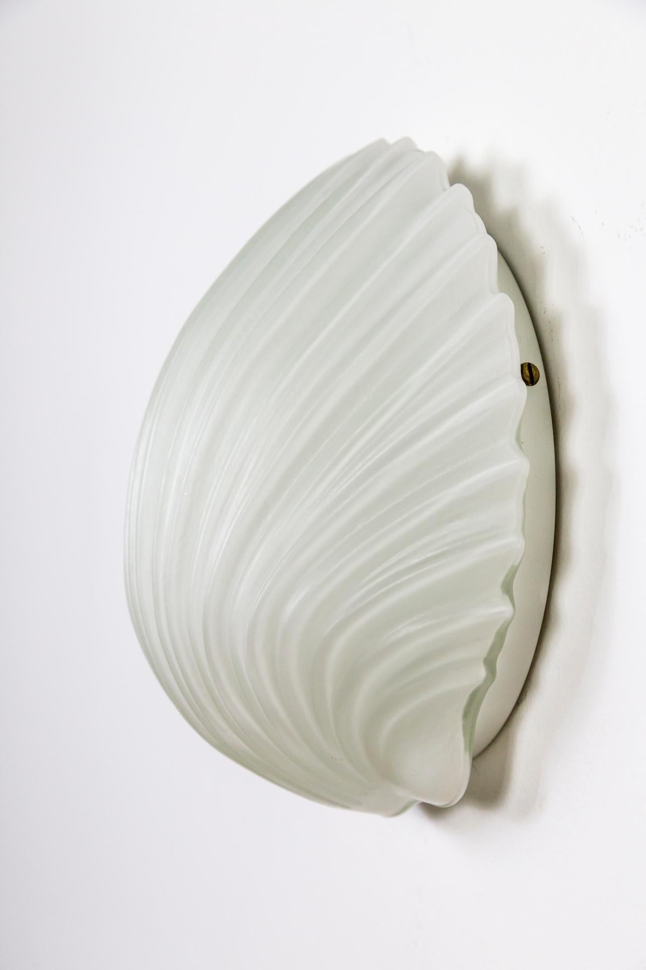 Frosted Glass Molded Half-Shell Sconces, Pair 1