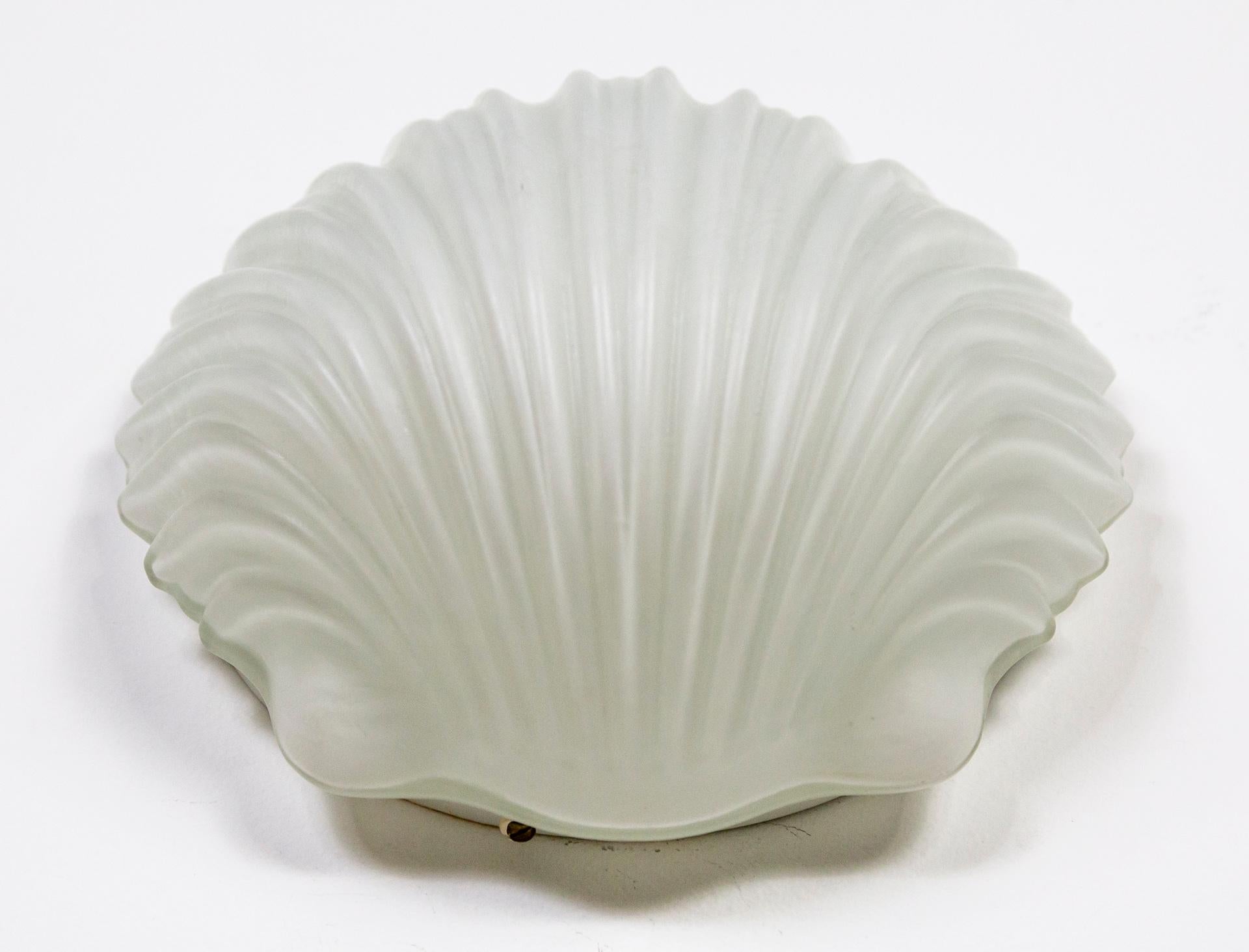 Frosted Glass Molded Half-Shell Sconces, Pair 2
