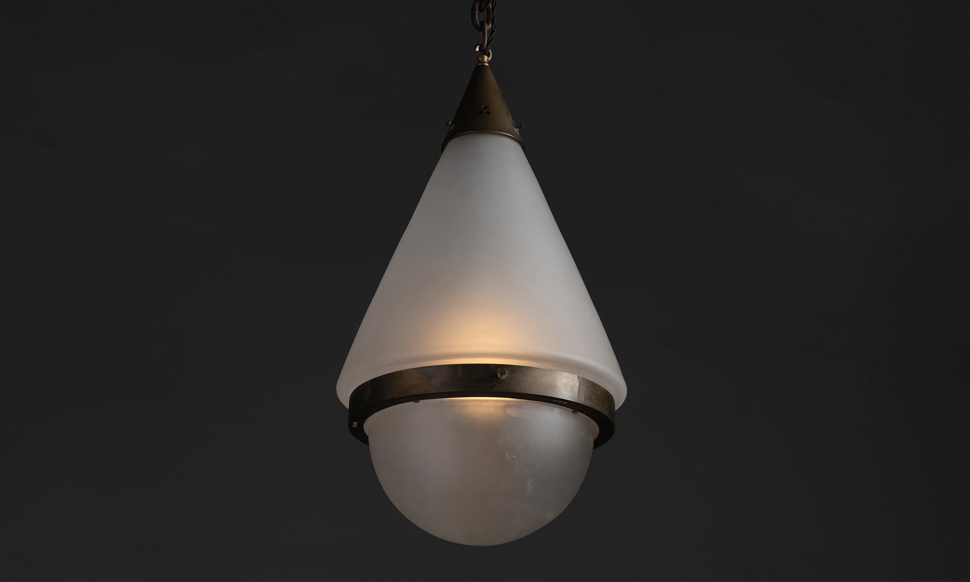 20th Century Frosted Glass Pendant by Gispen, Netherlands, circa 1930