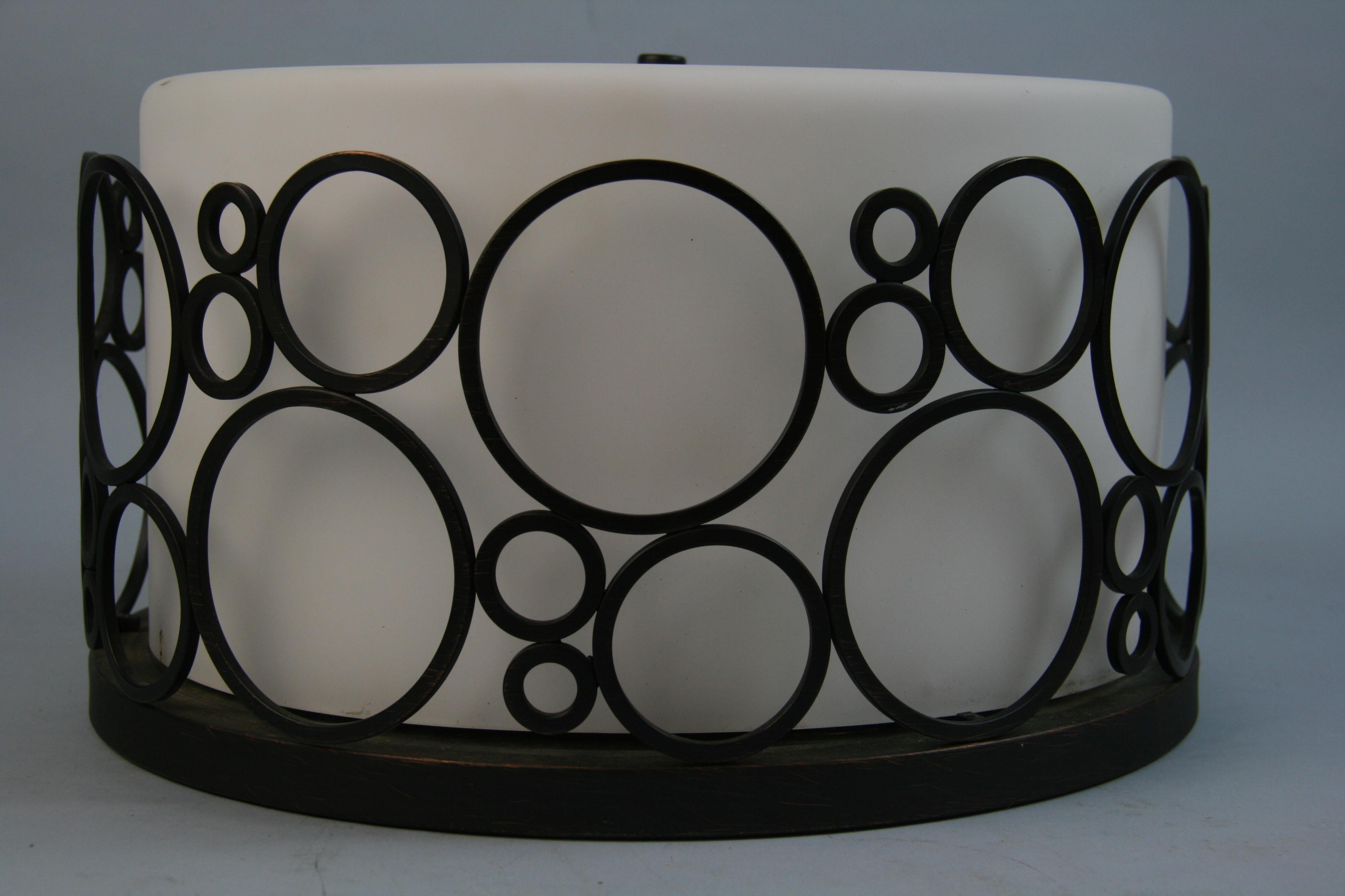 Metal Frosted Glass Ring MCM Flush Mount