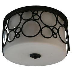 Frosted Glass Ring MCM Flush Mount