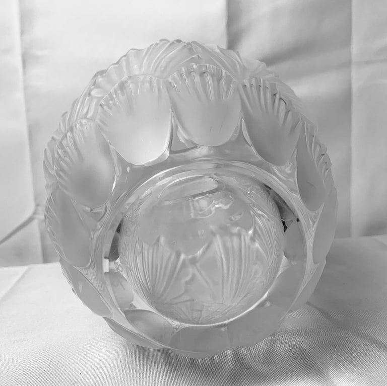 Mid-20th Century Scribe Signed Lalique Sandrift Frosted Glass Vase, France For Sale