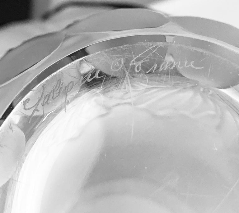 Scribe Signed Lalique Sandrift Frosted Glass Vase, France For Sale 1