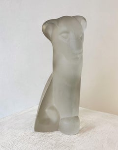 Frosted Glass Sculpture "Lion", Lucienne Bloch, by Glasfabriek, 1929