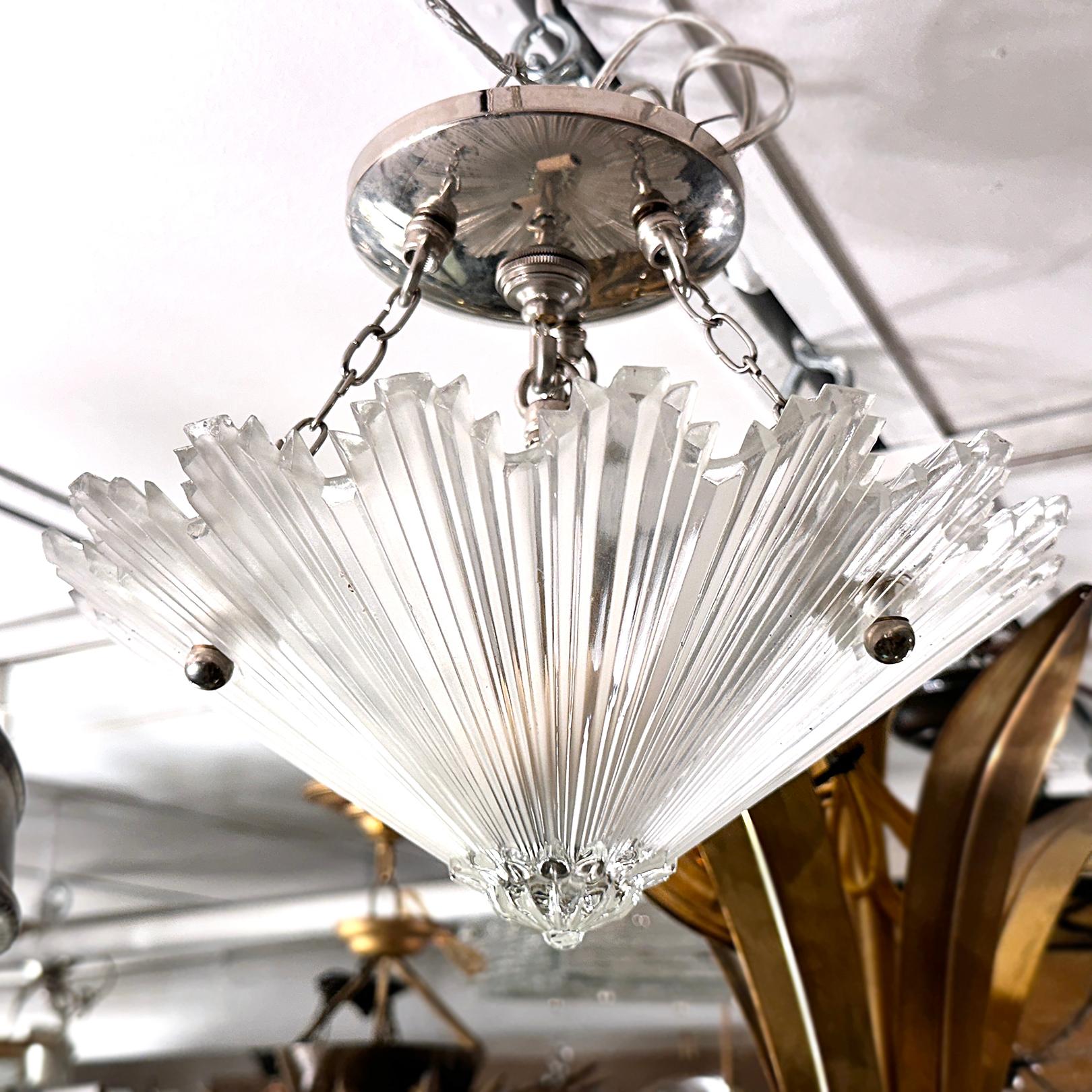 Frosted Glass Star Light Fixture In Good Condition For Sale In New York, NY
