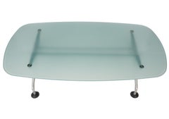 Couchtisch mit mattierter Glasplatte und gebürstetem Metall von Antonio Citterio für Vitra