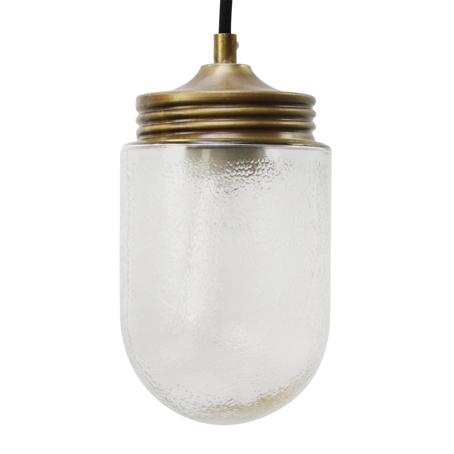 Vintage mid-century brass hanging lamp.
Brass and round frosted glass.
3 conductors, including ground wire.

Weight: 1.10 kg / 2.4 lb

Priced per individual item. All lamps have been made suitable by international standards for incandescent