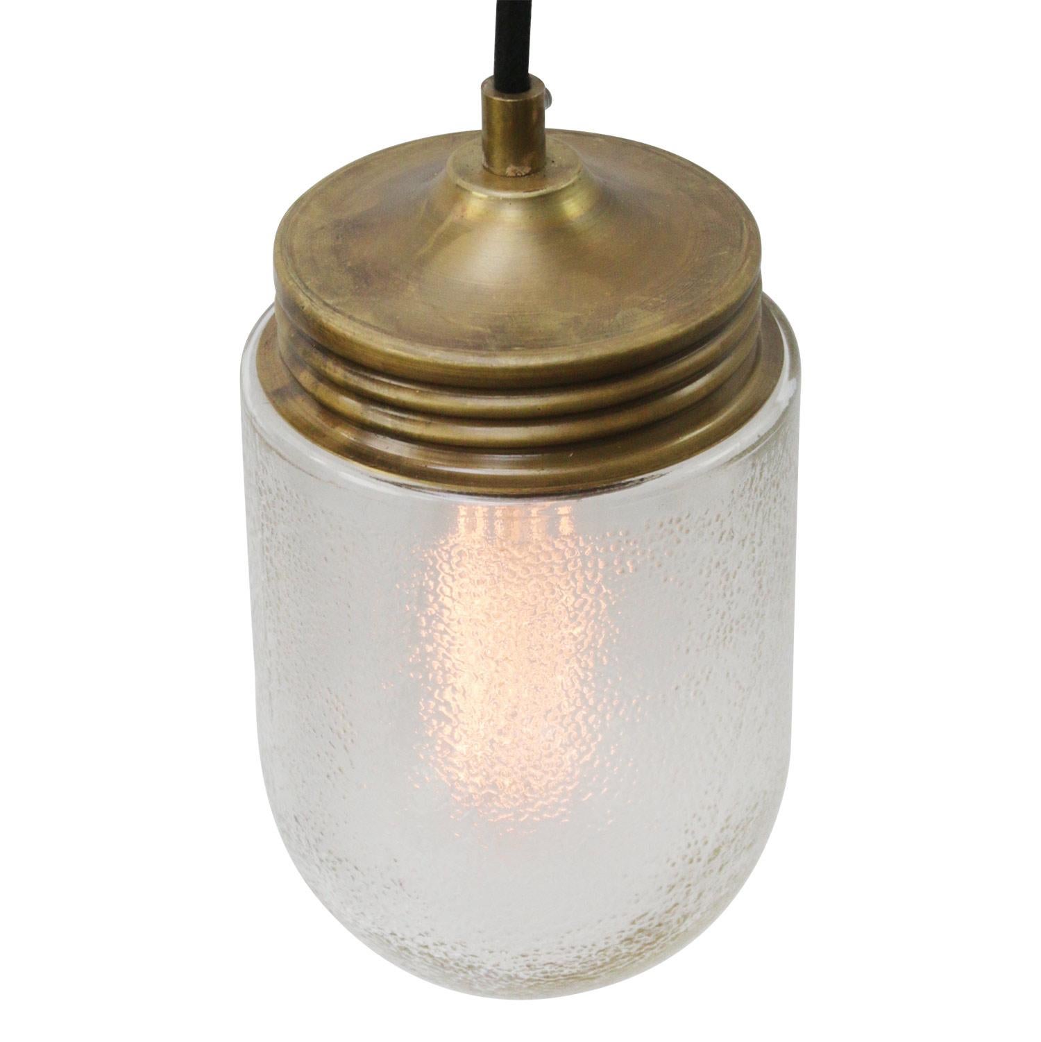 Dutch Frosted Glass Vintage Industrial Brass Pendant Light