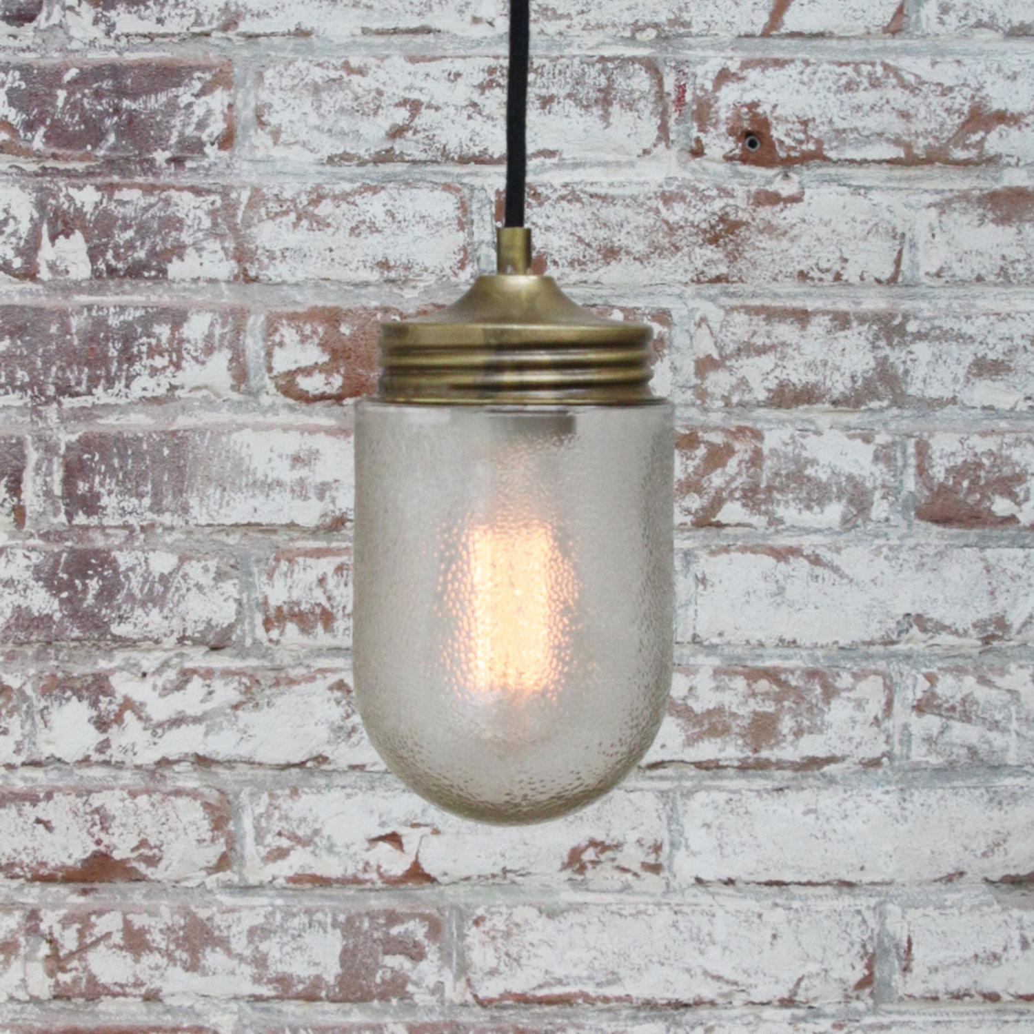 Frosted Glass Vintage Industrial Brass Pendant Light 1