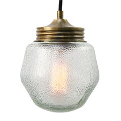 Lampes à suspension industrielles vintage en verre dépoli
