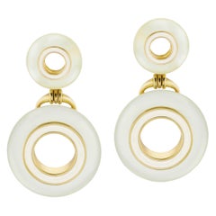 Boucles d'oreilles en or jaune 18 carats, améthyste verte et émail