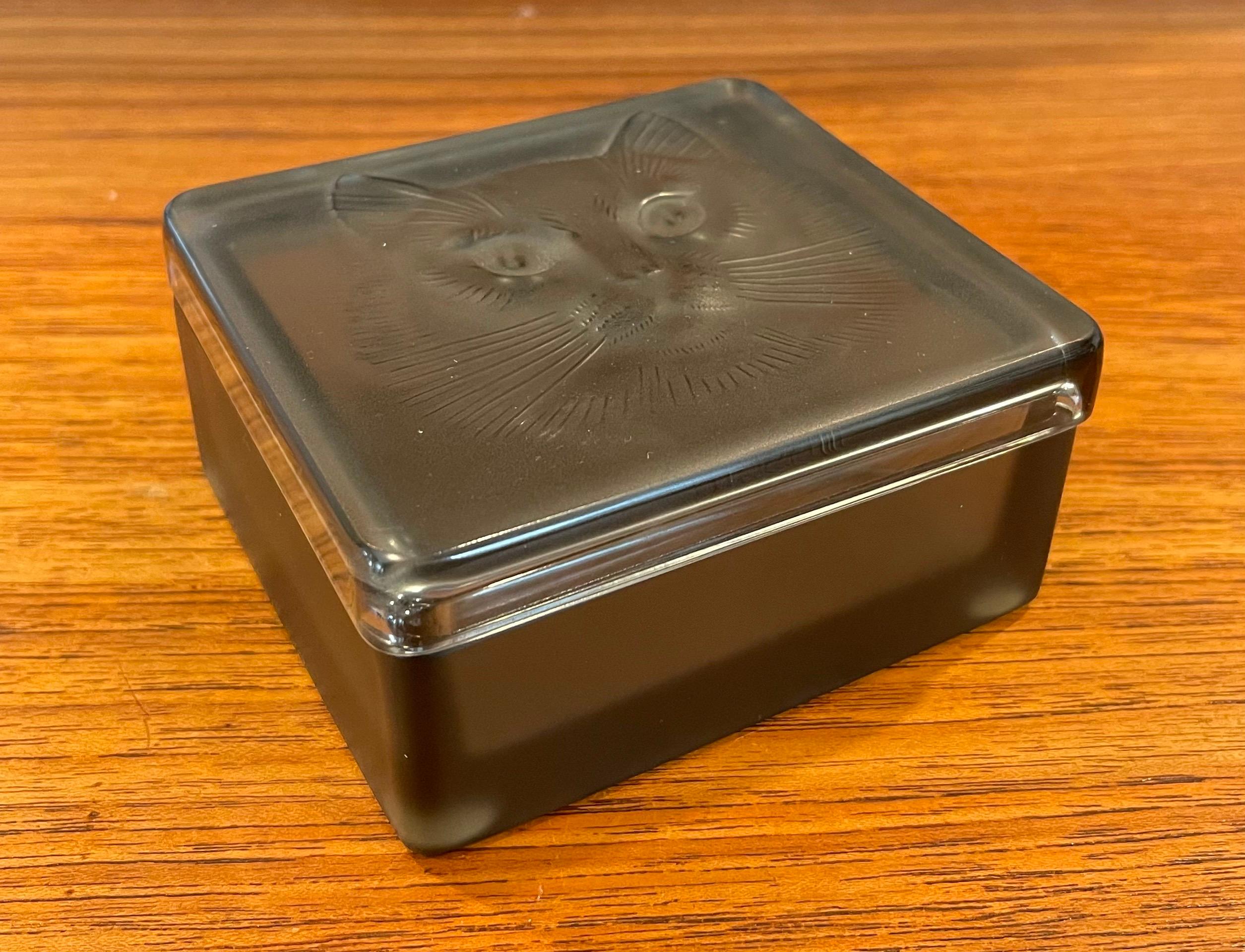 Frosted Grey Crystal Lidded Box by Lalique of France 1