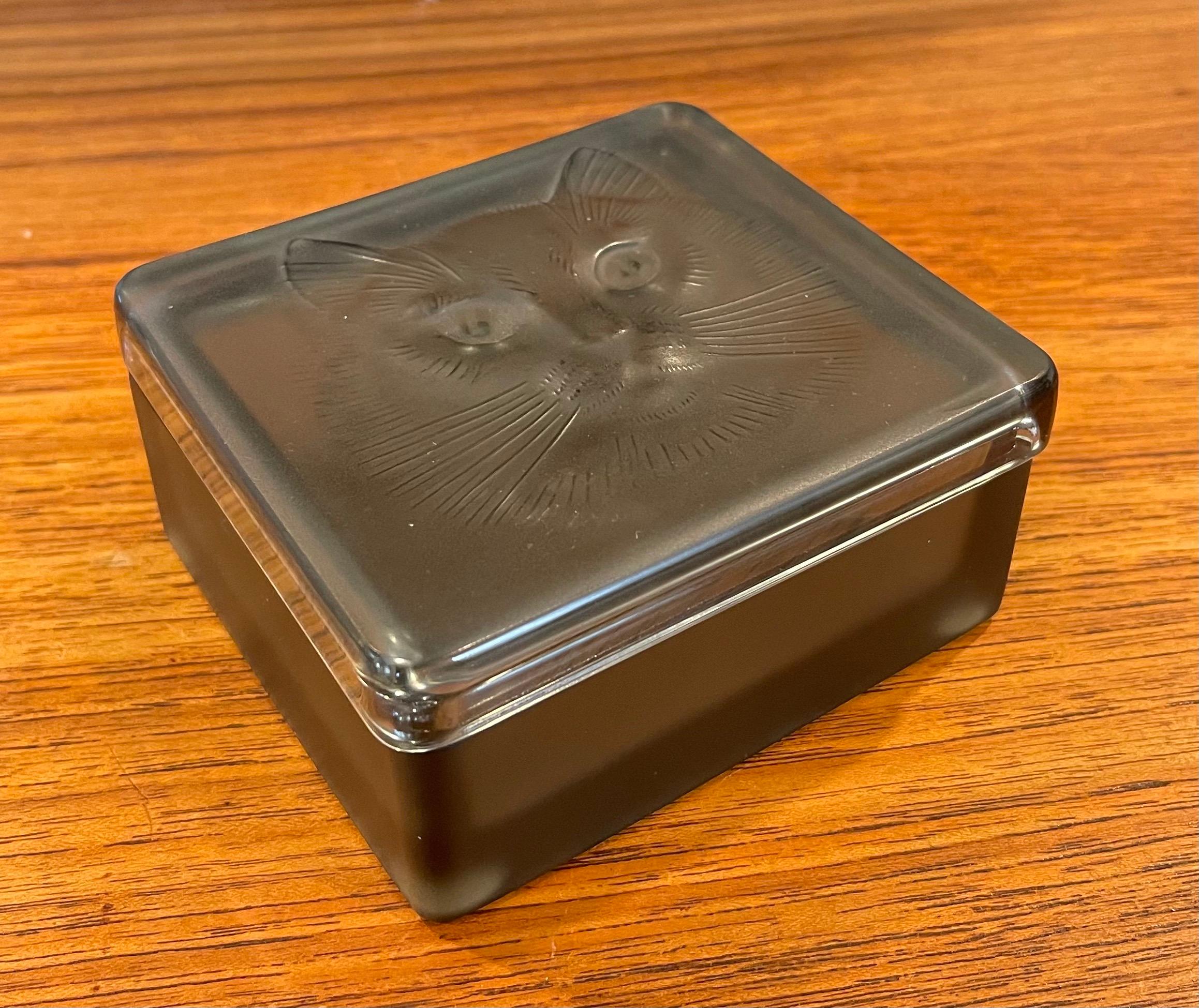 Frosted Grey Crystal Lidded Box by Lalique of France 2